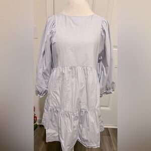 Momoni Long Sleeve Tiered Blue & White Thin Stripe Midi Dress in Size 40 / Small